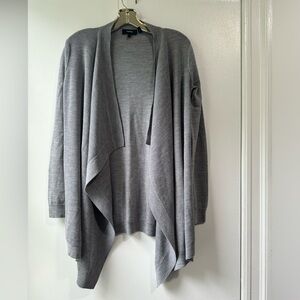 Theory Gray Wool Knit Sweater Waterfall Cardigan Size P
